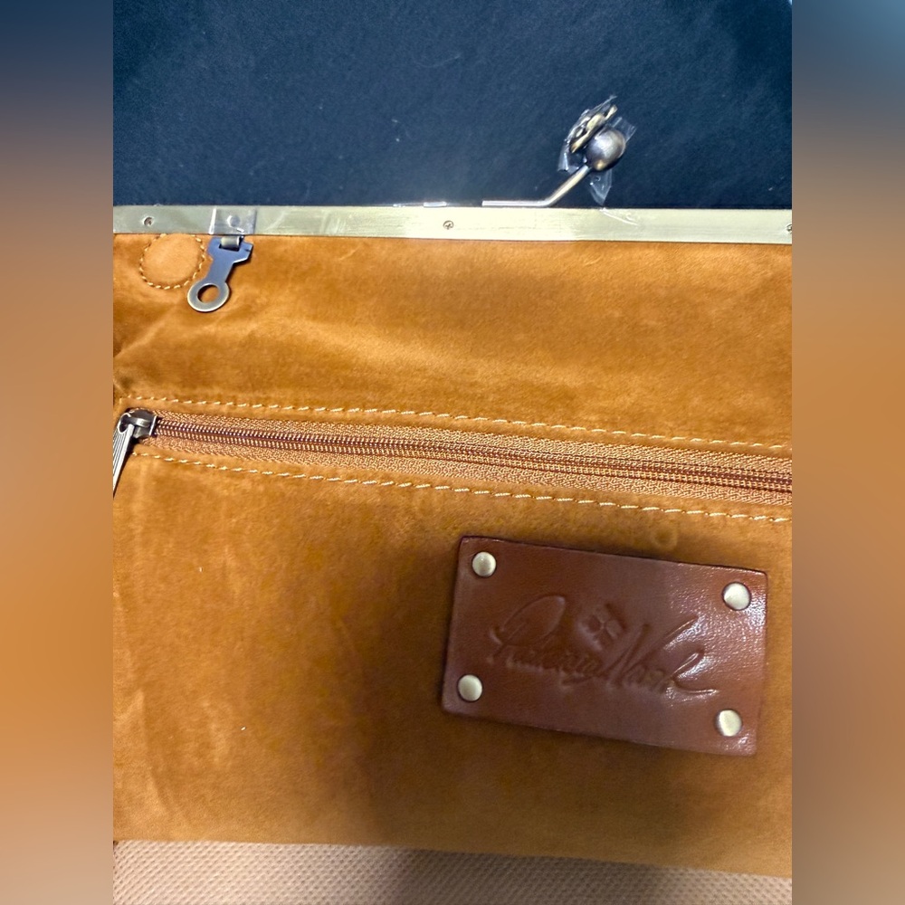 Patricia Nash Suede Satchel in Cognac Brown with Dark Brown Strap - Picture 9 of 11